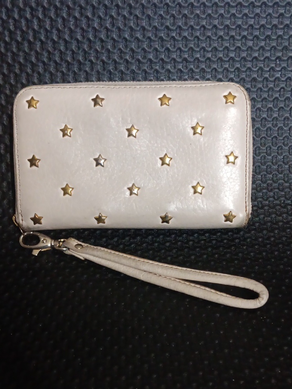 Fossil Cream Wristlet Wallet with Gold Star Studs